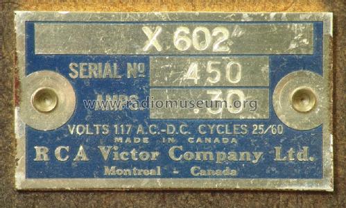 X602 ; RCA Victor (ID = 2817355) Radio