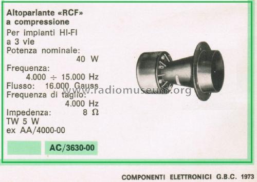 Altoparlanti a Compressione TW 5 W ; RCF; Reggio Emilia (ID = 3113658) Speaker-P