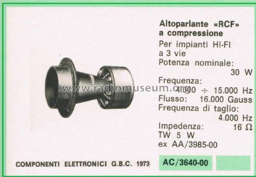 Altoparlanti a Compressione TW 5 W ; RCF; Reggio Emilia (ID = 3115461) Speaker-P