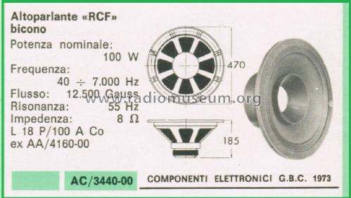 Altoparlante Bicono L 18 P/100 A Co; RCF; Reggio Emilia (ID = 3112475) Speaker-P