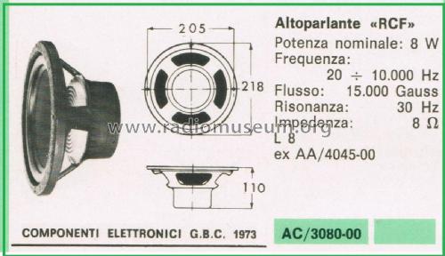 Altoparlante L 8; RCF; Reggio Emilia (ID = 3110005) Speaker-P