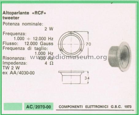 Altoparlante Tweeter TW 2 W; RCF; Reggio Emilia (ID = 3105484) Speaker-P