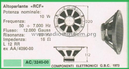 Altoparlante Woofer L 12 RR; RCF; Reggio Emilia (ID = 3112154) Speaker-P