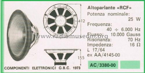 Altoparlante Woofer L 17/64; RCF; Reggio Emilia (ID = 3112398) Speaker-P