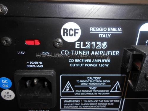 CD-Tuner Amplifier EL 2126; RCF; Reggio Emilia (ID = 2383095) Radio