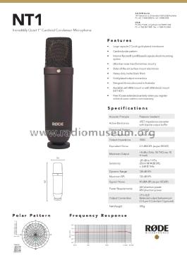 Large-diaphragm Cardioid Condenser Microphone NT1; RØDE Microphones; (ID = 2796282) Microphone/PU