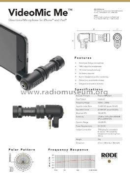 VideoMic Me ; RØDE Microphones; (ID = 2794764) Microphone/PU