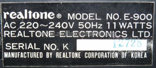 E-900; Realtone Electronics (ID = 730698) Radio