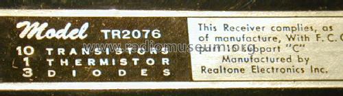 10 Transistor TR-2076; Realtone Electronics (ID = 956728) Radio