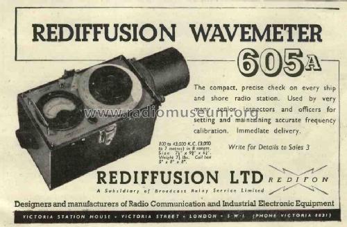 Redifon Wavemeter 605A; Redifon Ltd.; London (ID = 3031784) Equipment