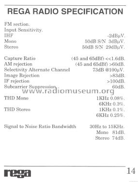 AM/FM Stereo Tuner Radio; Rega Research (ID = 1898797) Radio