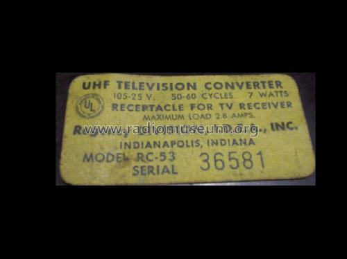 UHF Converter RC-53; Regency brand of I.D (ID = 2120470) Converter