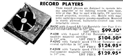 Record Player P-43M; Rek-O-Kut company; (ID = 409486) Sonido-V