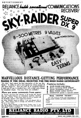 Sky-Raider DX9; Reliance Radio. (ID = 1894531) Radio