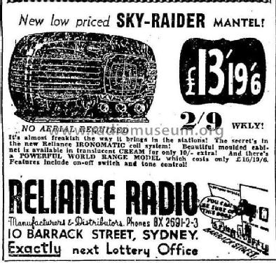 Sky-Raider Mantel ; Reliance Radio. (ID = 1973236) Radio