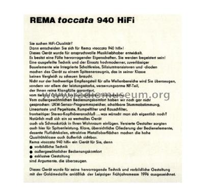 Toccata 940 hifi; REMA, Fabrik für (ID = 1328826) Radio