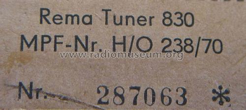 Tuner 830 Hifi; REMA, Fabrik für (ID = 2313402) Radio