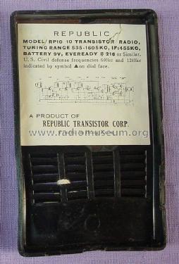 10 Transistor RP10; Republic Transistor (ID = 1578041) Radio