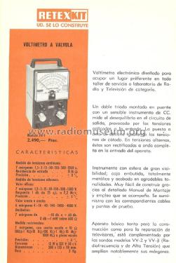 Voltimetro a valvula {VTVM} VV-1; Retex S.A.; (ID = 1974290) Equipment