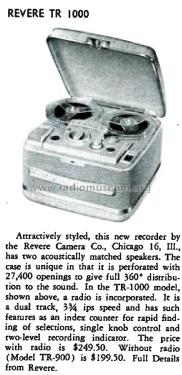 Tape Recorder T-900; Revere Camera Co.; (ID = 1802509) Reg-Riprod