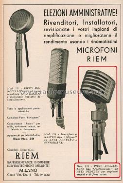 Microfono Piezo Bicellulare Professionale 223; RIEM R.I.E.M. CIP C. (ID = 2859814) Microphone/PU