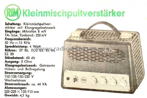 Kleinmischpultverstärker ; RIM bzw. Radio-RIM; (ID = 242948) Ampl/Mixer