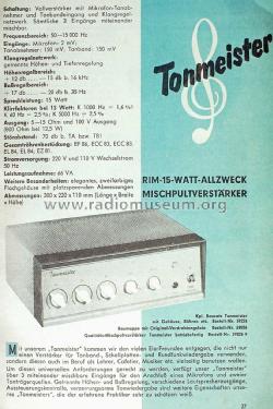 Tonmeister ; RIM bzw. Radio-RIM; (ID = 1696517) Kit