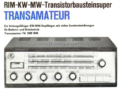 Transamateur TA1000 RIM; RIM bzw. Radio-RIM; (ID = 219268) Radio