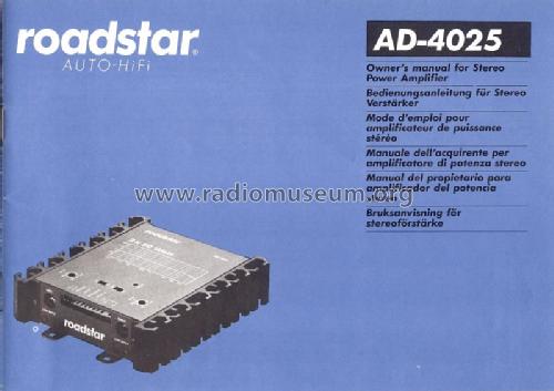 Car Amplifier AD 4025; Roadstar; Japan (ID = 1631346) Ampl/Mixer