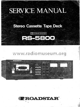 Stereo Cassette Deck RS-5800; Roadstar; Japan (ID = 1849202) Enrég.-R