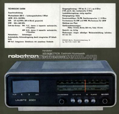 Lausitz 2001 RR2001; Robotron-Elektronik (ID = 1374247) Radio
