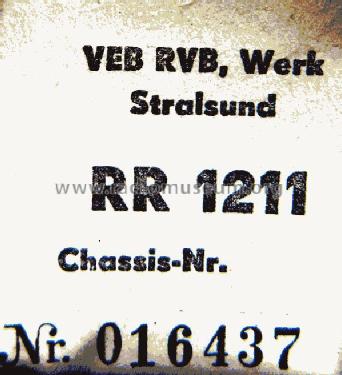 Stralsund RR1211; Robotron Vertrieb (ID = 2426747) Radio