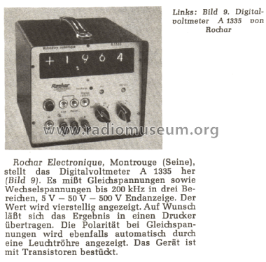 Voltmètre numérique - Digital-Voltmeter A1335; Rochar électronique; (ID = 2782118) Equipment