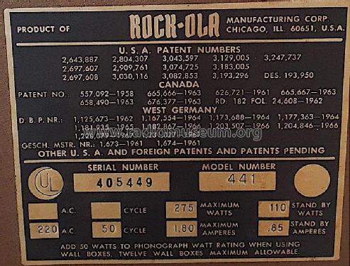 Deluxe 441 ; Rock-Ola (ID = 3011984) Reg-Riprod