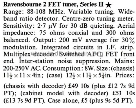 Ravensbourne 2 FET tuner Series II ; Rogers, Catford see (ID = 3077009) Radio