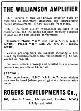 Williamson Amplifier ; Rogers, Catford see (ID = 3078760) Ampl/Mixer