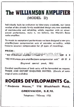 Williamson Amplifier ; Rogers, Catford see (ID = 3082218) Ampl/Mixer