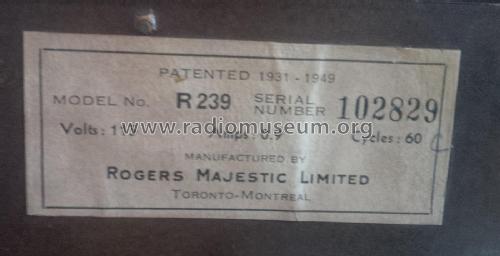 Majestic R239 ; Rogers-Majestic, (ID = 2629870) Radio