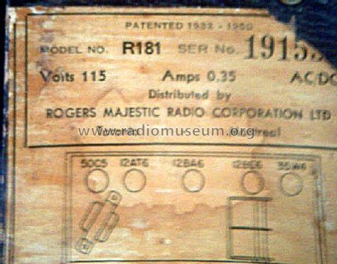 R181M ; Rogers-Majestic, (ID = 2292896) Radio