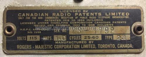 Rogers Ten-85 Ch= 23; Rogers-Majestic, (ID = 2092731) Radio