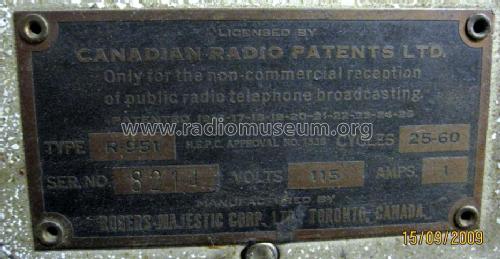 R-951 ; Rogers-Majestic, (ID = 667333) Radio