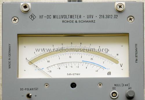 HF-DC-Millivoltmeter URV 216.3612.02; Rohde & Schwarz, PTE (ID = 1569721) Equipment