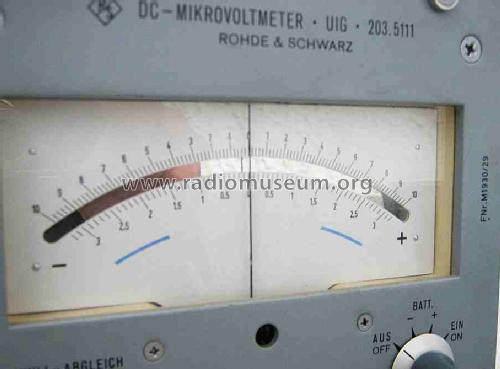 Mikrovoltmeter UIG 203.5111; Rohde & Schwarz, PTE (ID = 306736) Equipment