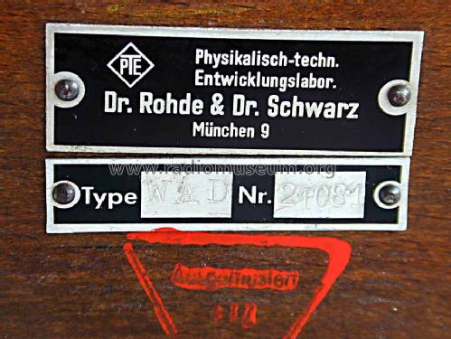 Resonanz-Frequenzmesser WAD; Rohde & Schwarz, PTE (ID = 305276) Equipment