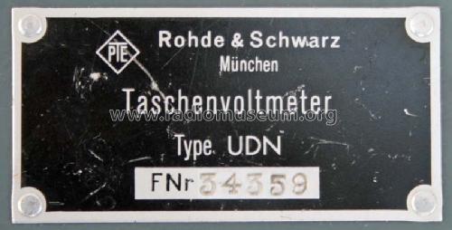 Taschenvoltmeter UDN - BN1015; Rohde & Schwarz, PTE (ID = 1224606) Ausrüstung