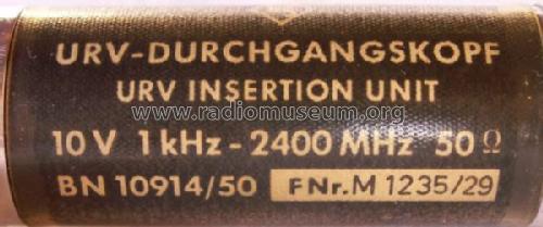 URV-Durchgangskopf BN 10914/50; Rohde & Schwarz, PTE (ID = 1518483) Ausrüstung