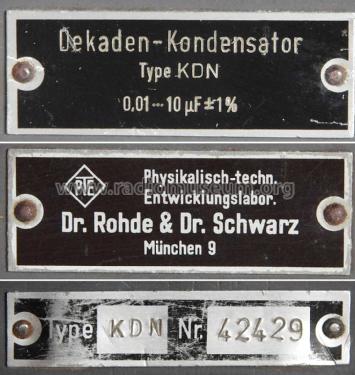 Dekaden-Kondensator KDN ; Rohde & Schwarz, PTE (ID = 2118671) Equipment
