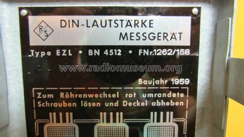 DIN-Lautstärke Messgerät EZL - BN 4512; Rohde & Schwarz, PTE (ID = 1792781) Equipment