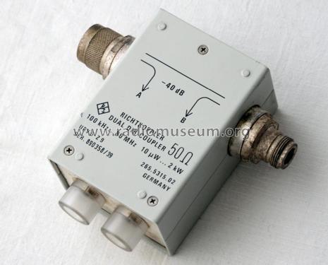 Doppel-Richtkoppler Dual Directional Coupler 100 kHz ... 80 MHz 10 µW ... 2 kW URV5-Z9 265.5315.02; Rohde & Schwarz, PTE (ID = 2610595) Equipment