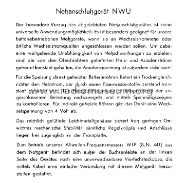 Netzanschlußgerät NWU ; Rohde & Schwarz, PTE (ID = 3047822) Strom-V